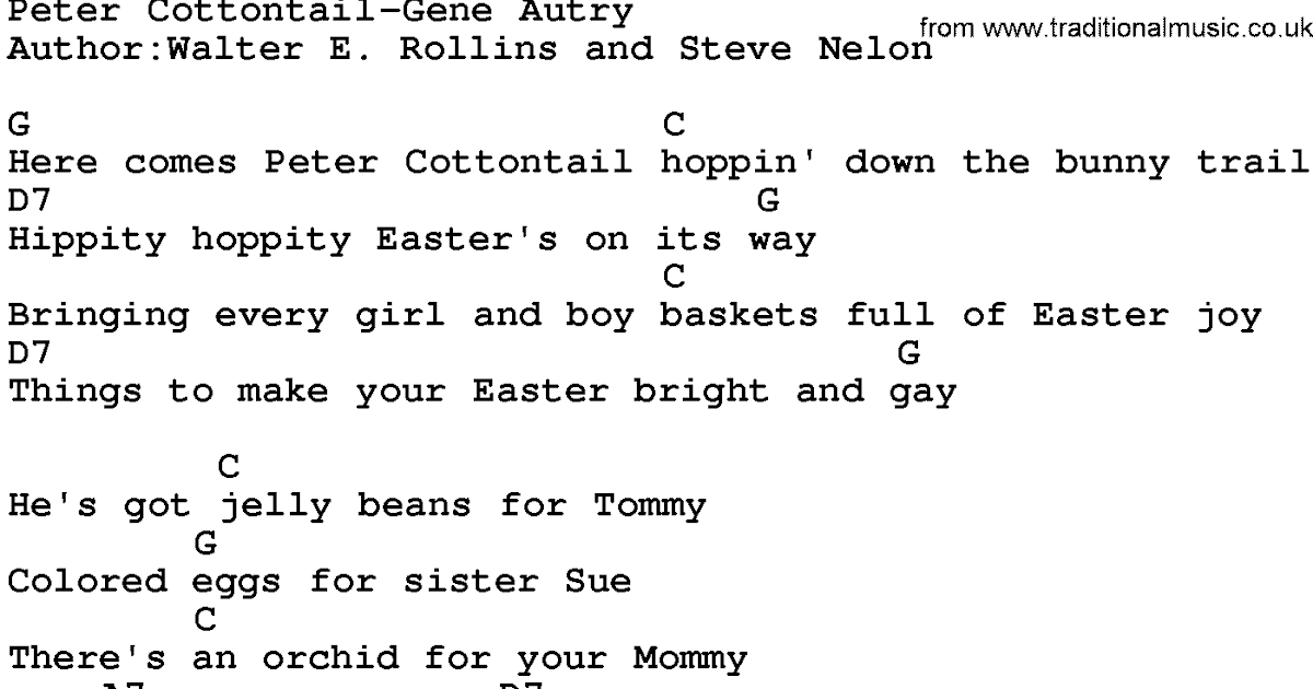 Music And Lyrics To Here Comes Peter Cottontail