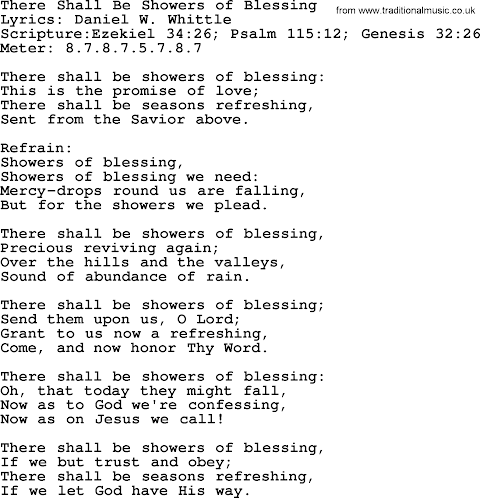 There Shall Be Showers Of Blessing Lyrics