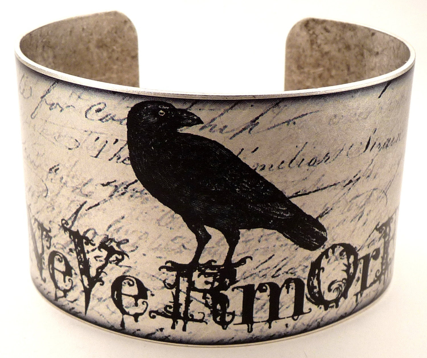 Edgar Allan Poe Nevermore Cuff, The Raven Jewelry, literary jewellery, Poe Quotes - accessoreads