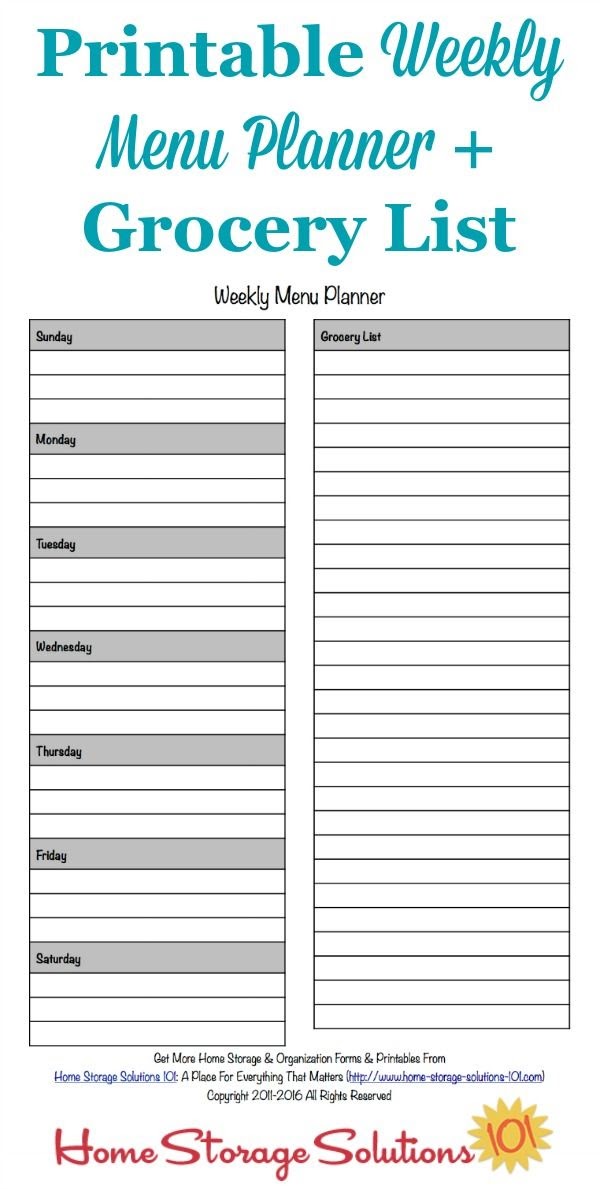 meal prep menu printable weekly menu planner template plus grocery list