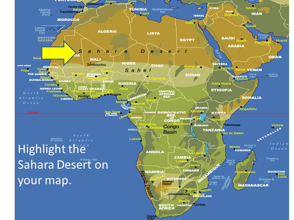Sahara Desert Physical Map Tourist Map Of English