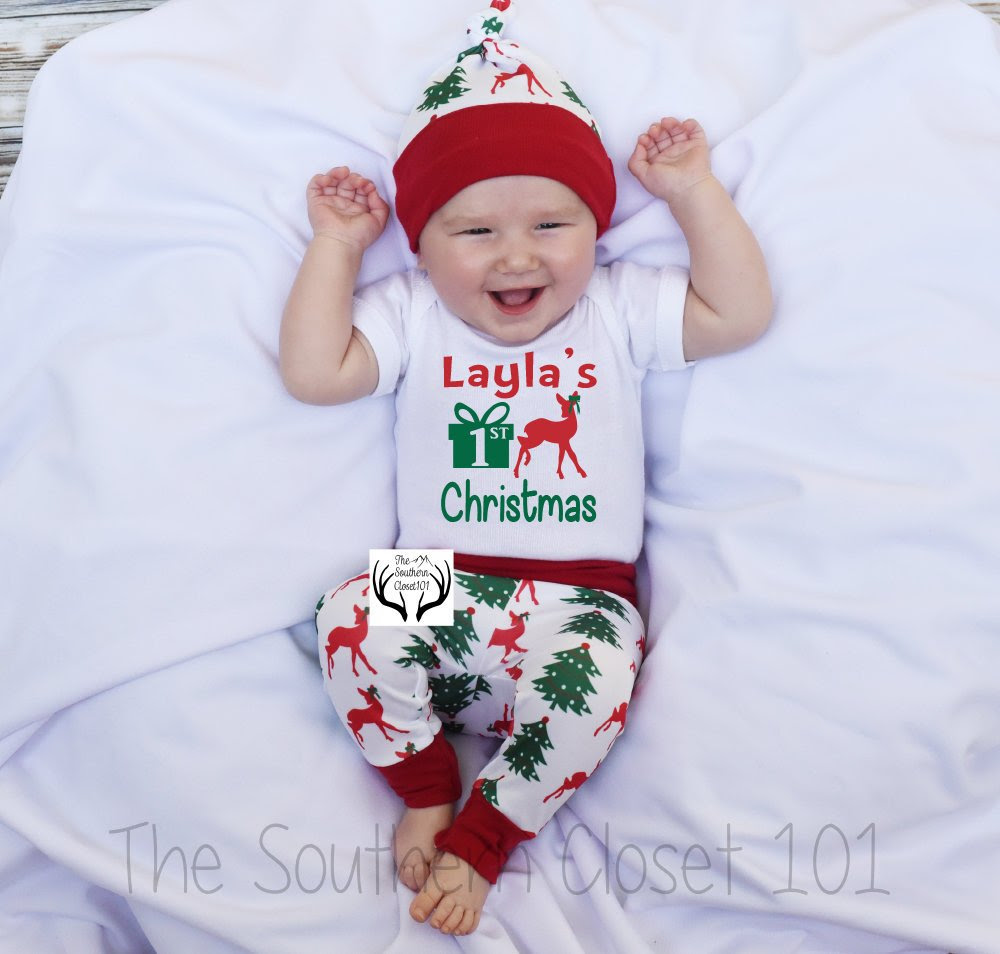 Christmas Miracle Snowflake,Girl Coming home outfit,Girls Christmas,Red and Green,Red Deer,Leggings,Hat,Headband Girls Christmas Outfit