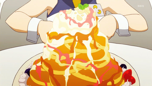 Chloe&#8217;s pancake-ice cream-syrup creation, Eureka Seven Ao, Episode 5.