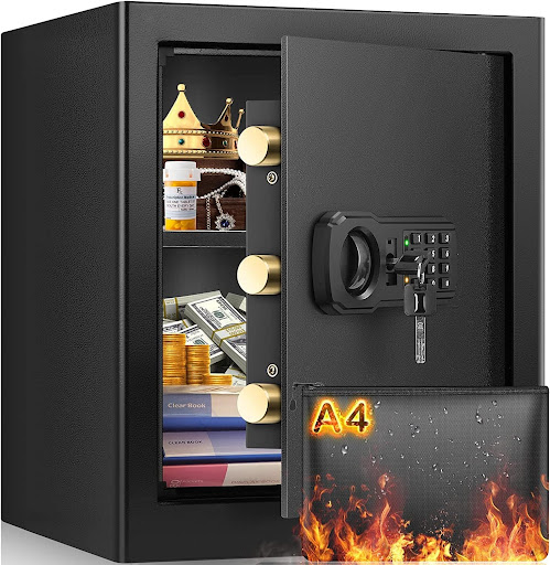 2.3 cu ft Spacious Fire Proof Safe Boxes for Home Use, Large Home Safe with Fireproof A4 Document Bag & Mute Function, Combination Lock Box for Money Firearm Medicine Document – Tiskgg