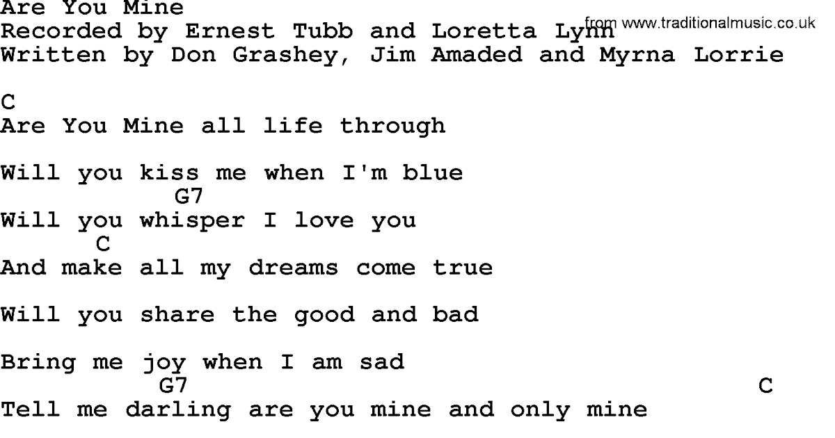 Are You Mine Lyrics - LyricsWalls