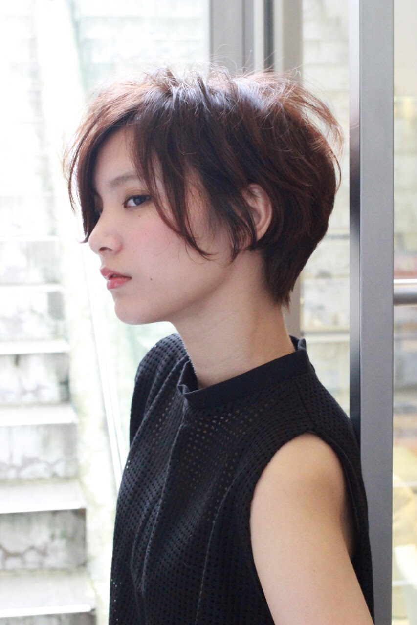 フレッシュ 前髪 長め ショート ヘアスタイル画像
