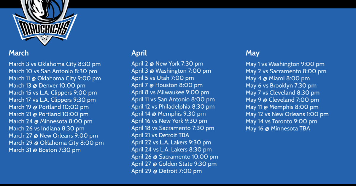 Dallas Mavericks Schedule 20222021 Football Schedule 2022