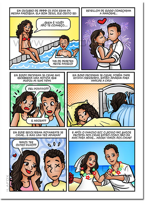 convite de casamento em quadrinhos, convite personalizado, convite história noivos, convite original, by ila fox