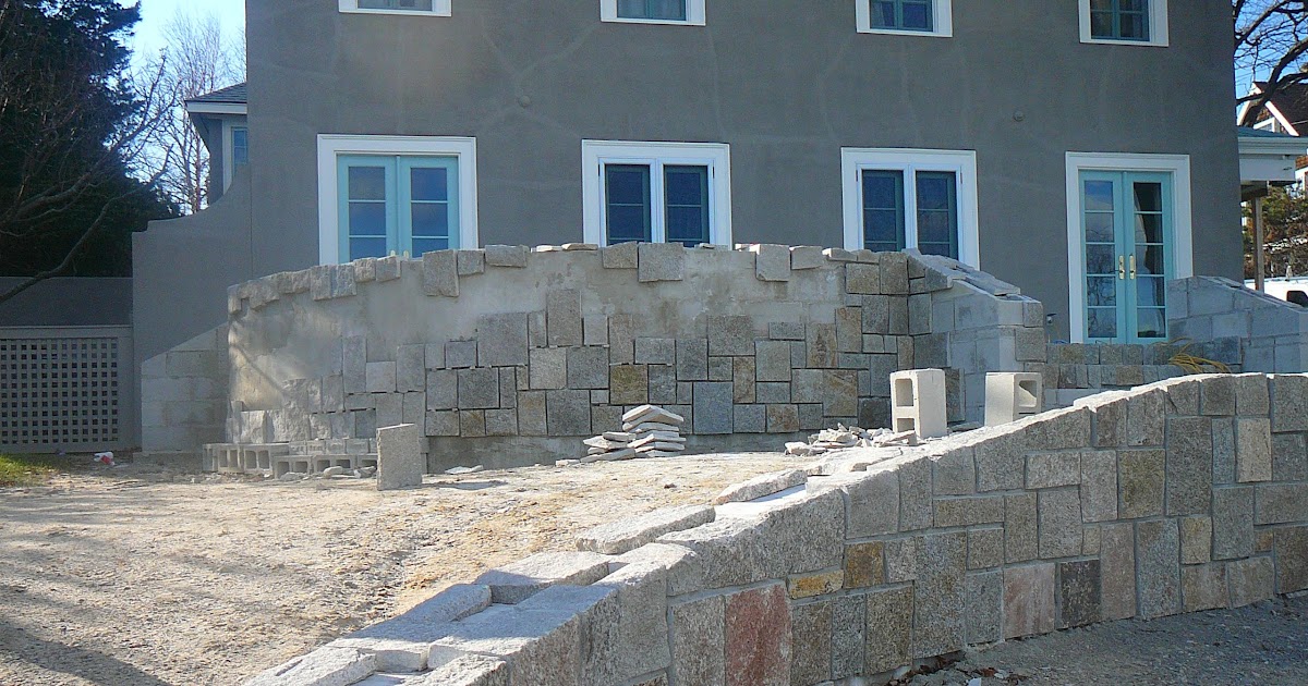 Cinder Block Retaining Wall With Stone Veneer