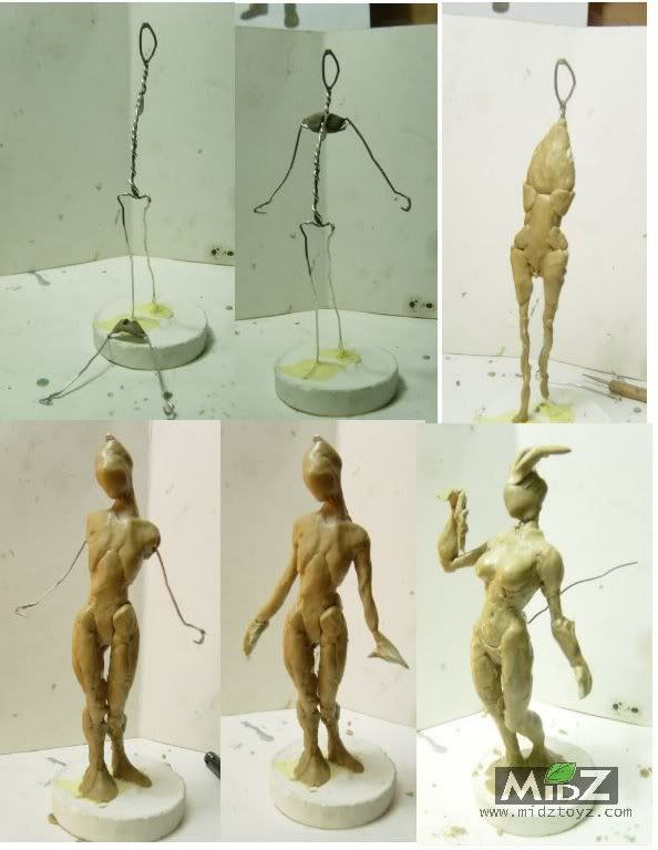 bug babe wax figure sculpt WIP