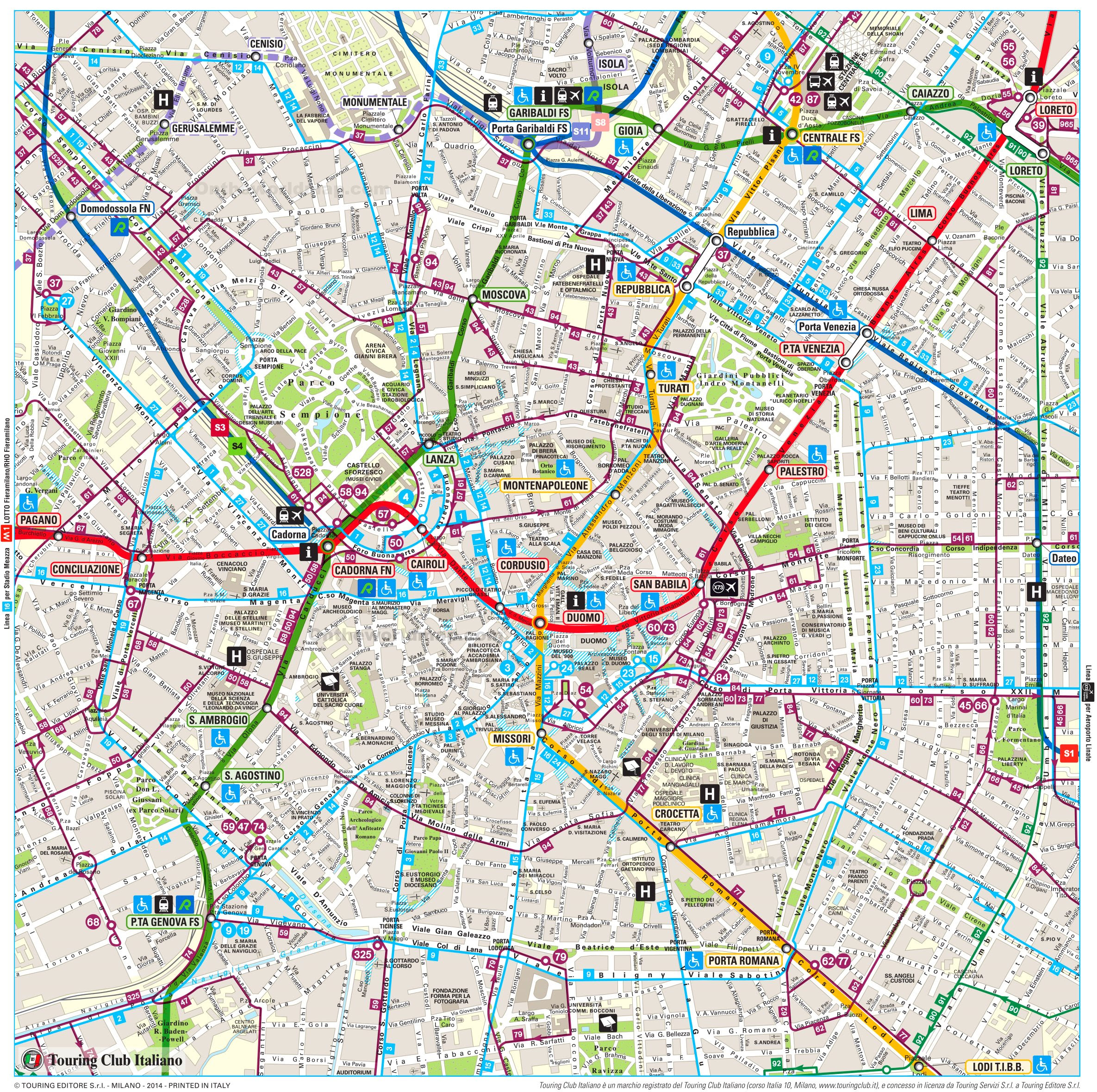 Tourist Map Of Milan With Metro And Tram Tourist Map Of Milan With Metro And Tram