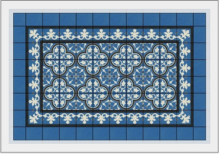 Rendering of a Cement Tile Rug with Border and Plain Tile