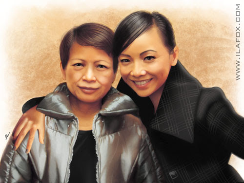 Retrato realista da Sheren Tang com sua mãe, by ila fox