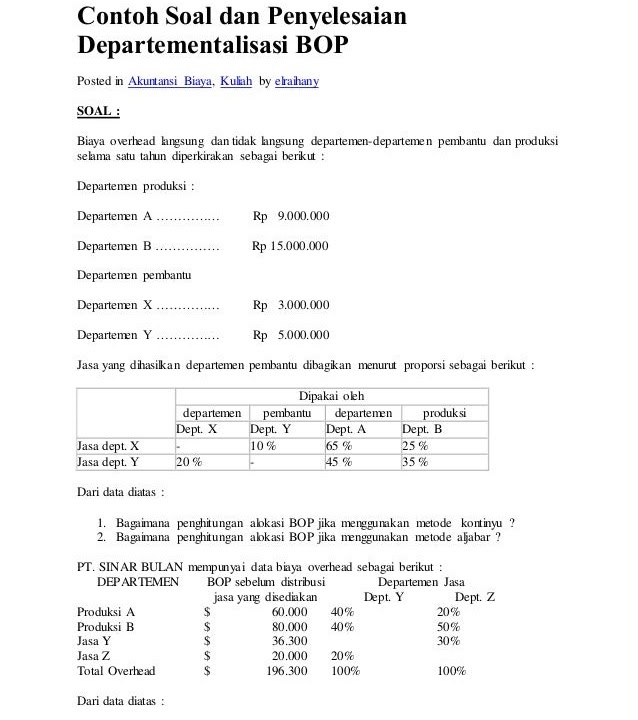 Kumpulan soal dan jawaban akuntansi biaya