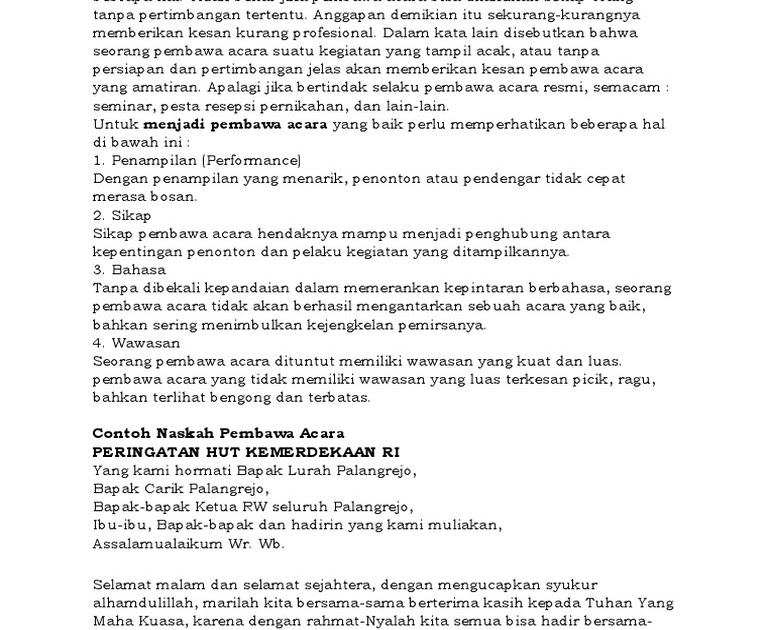 Kumpulan Contoh Teks Pembawa Acara Lomba Kumpulan Contoh Teks Mc