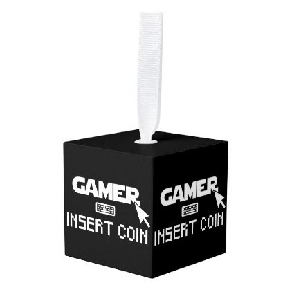 Gamer insert coin cube ornament