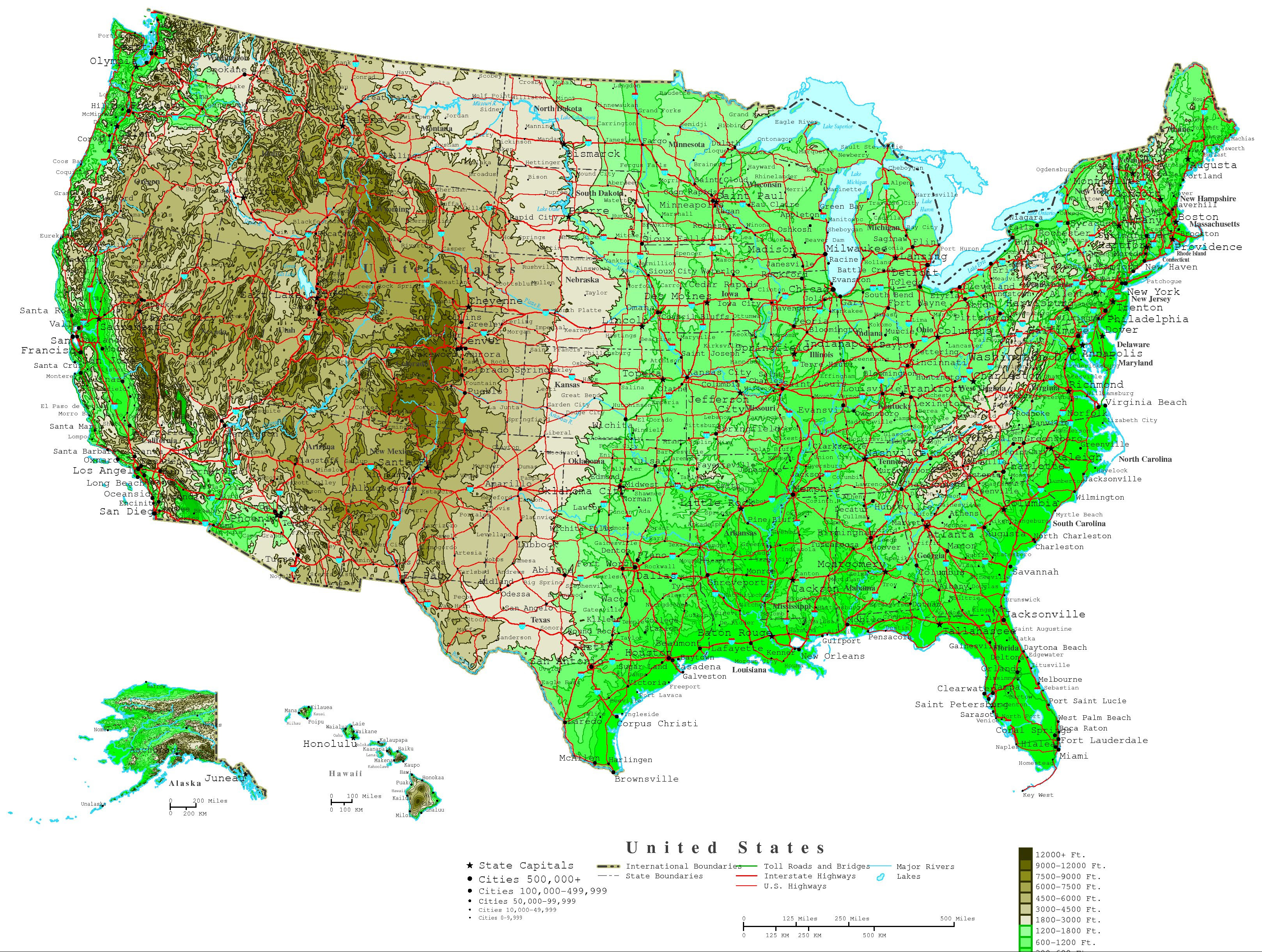 Map Of Usa Images Topographic Map Of Usa With States - Gambaran