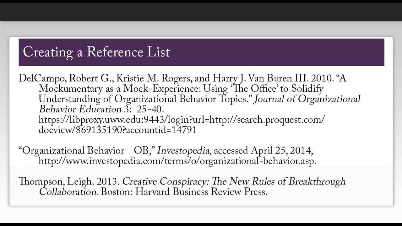 Easybib Harvard Reference