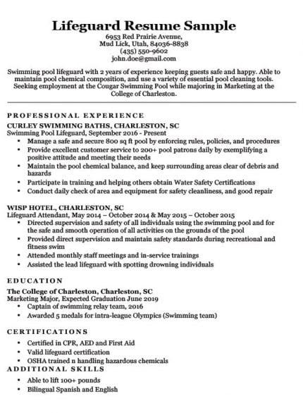 cover letter for lifeguard jobs