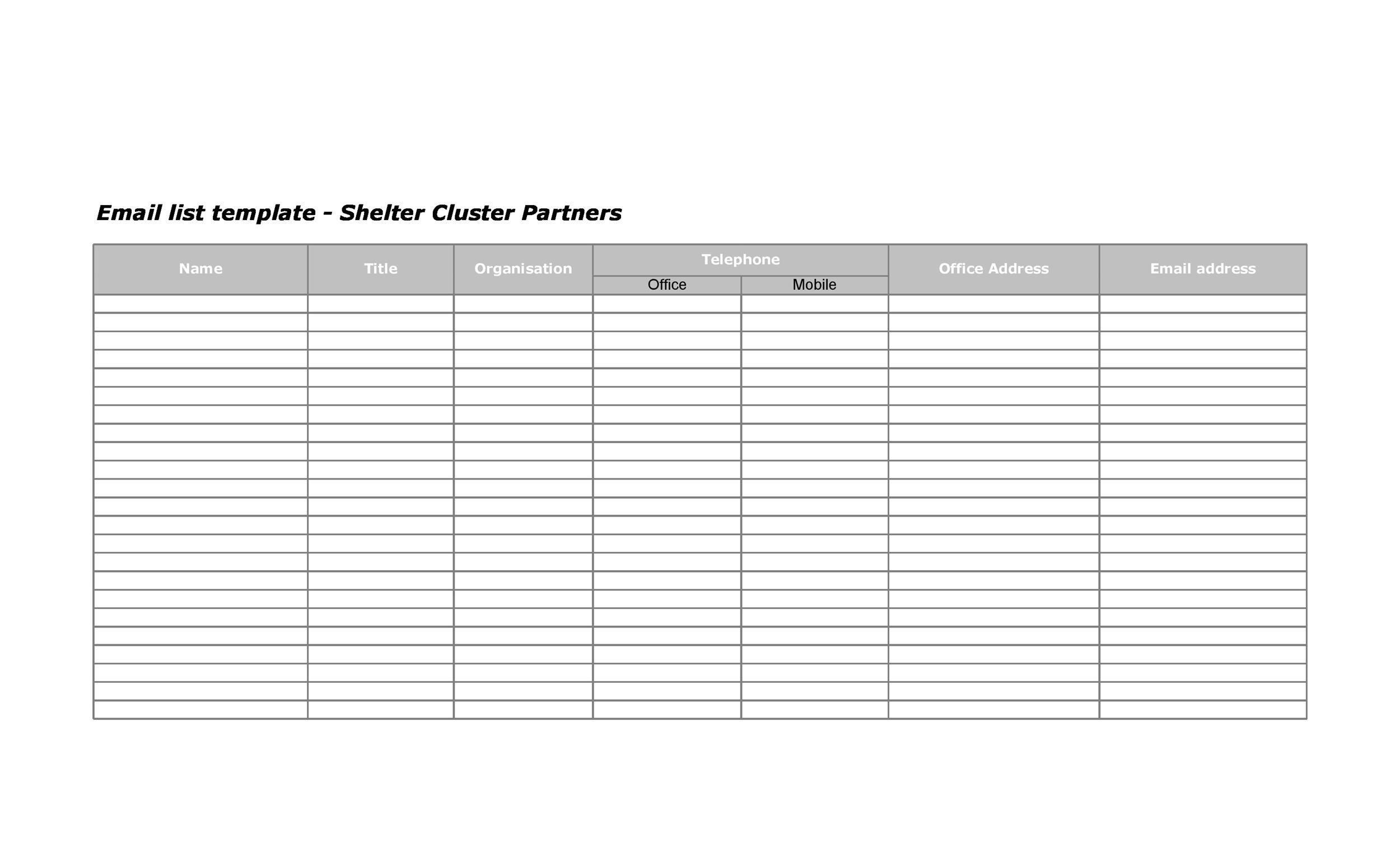 Mailing List Template Excel Templates