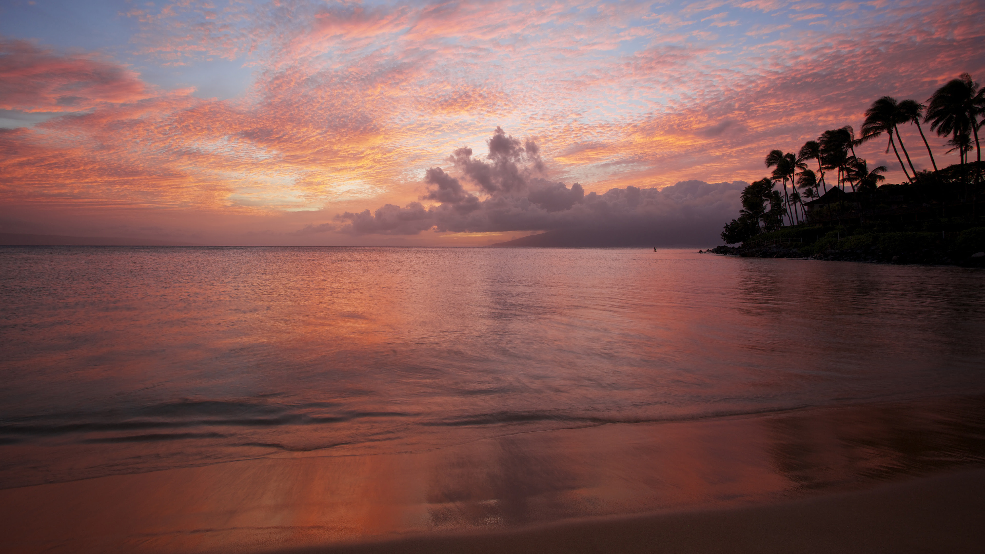 Beach Sunset Desktop Wallpaper 4K / Sunset Rocks Shore Beach Stream