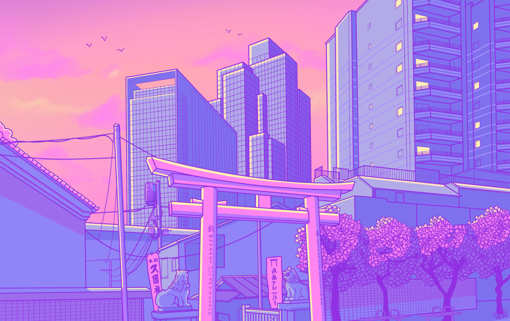 Japanese Aesthetic Wallpaper Pc 4K : Japan Sunset Purple Evening 4k, HD