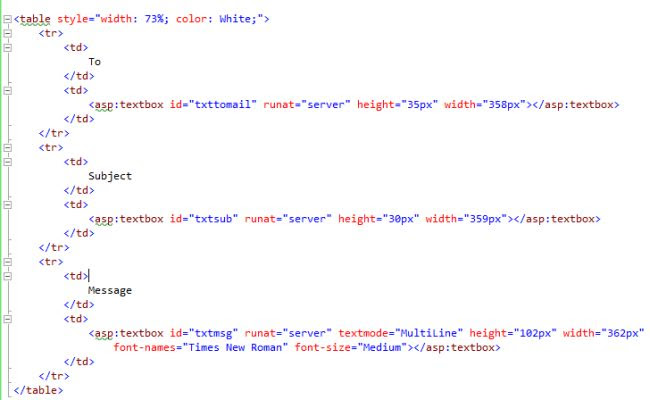 aspx page Code