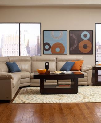 Novara Leather Sectional Living Room Furniture Collection, Power