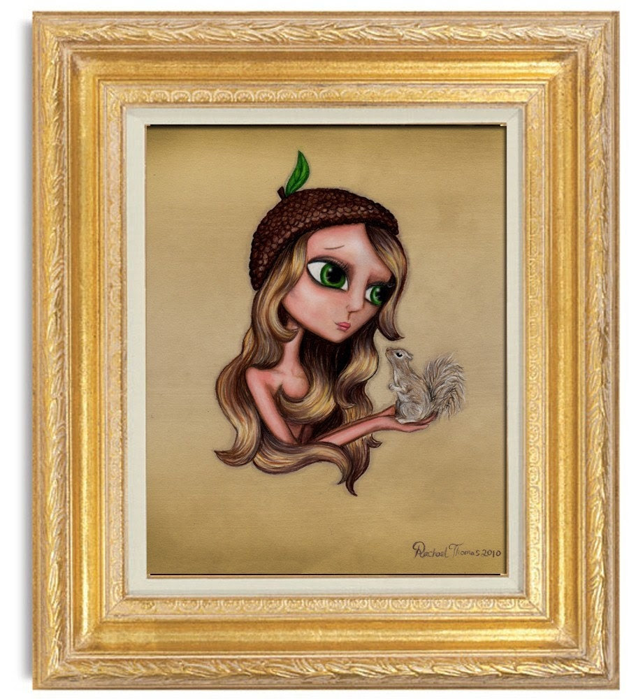 Silly Squirrel 8x10 Print Mixed media print woodland animal friend painting