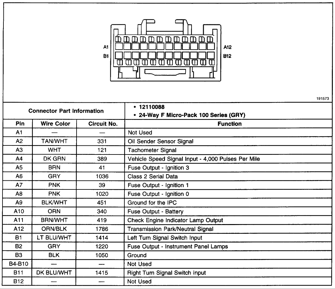 1990 Chevy Truck Instrument Cluster Wiring Diagram