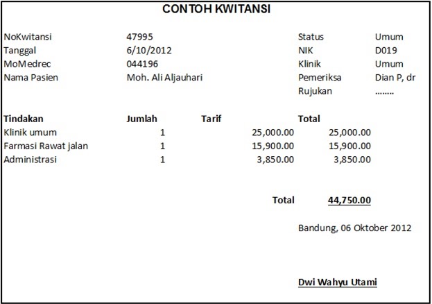 Contoh Kwitansi Pembayaran Rumah Sakit Pdf