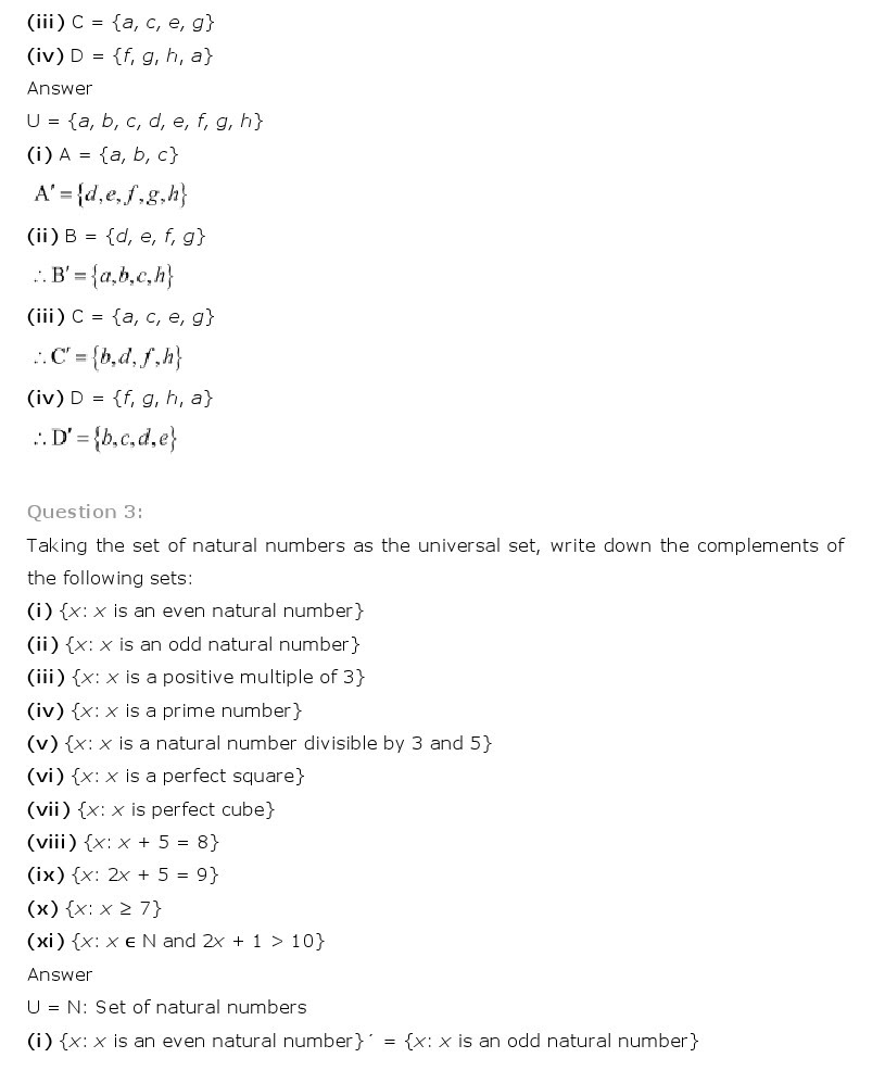 NCERT Solutions for Class 11th Maths Chapter 1 - Sets