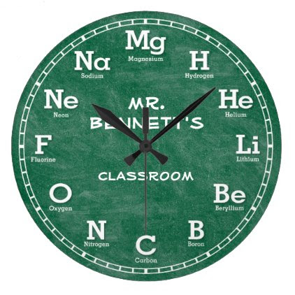 Chemistry Science Chalkboard Personalizable Clock