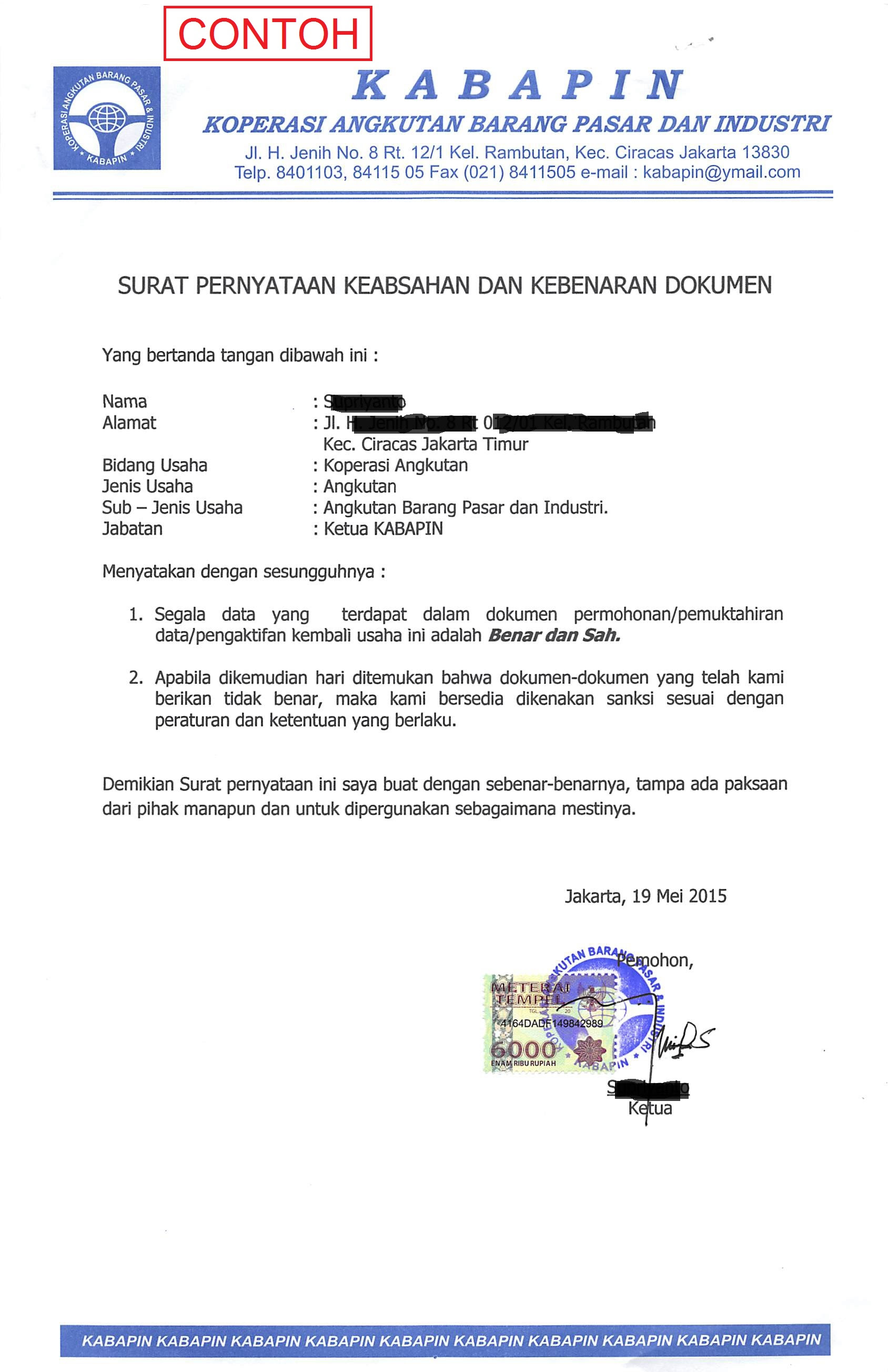 Contoh Surat Izin Usaha Transportasi Contoh Surat
