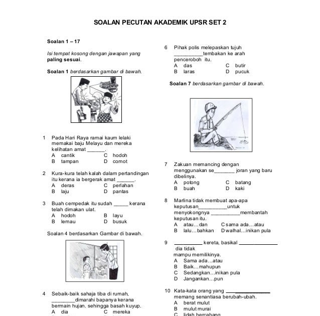 Contoh Soalan Objektif Bahasa Melayu Tahun 2 - Soalan az