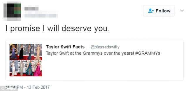 Barragem constante: Dois dias depois, ele citou-tweeted uma colagem de seus vários conjuntos de tapete vermelho Grammy e disse: "Eu prometo que vou merecer você"