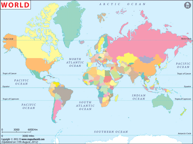 World Political Map Without Names ~ AFP CV