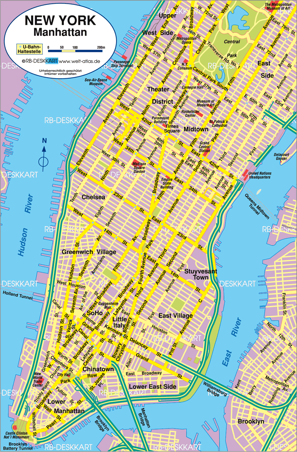 Detailed Street Map Of New York City - Map of world