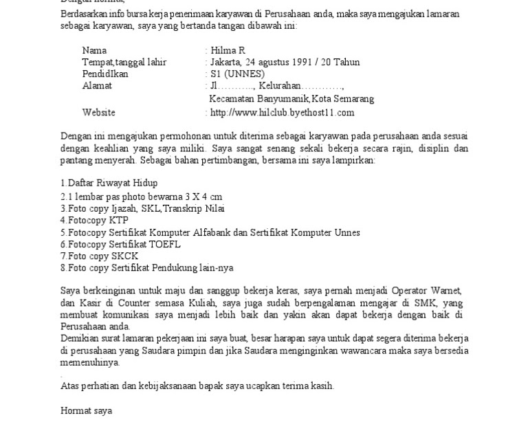 Contoh Surat Lamaran Kerja Bpjs Kesehatan