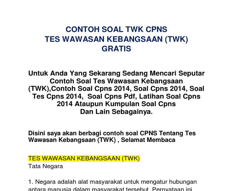 ☀ View pdf soal cpns dan kunci jawaban pics