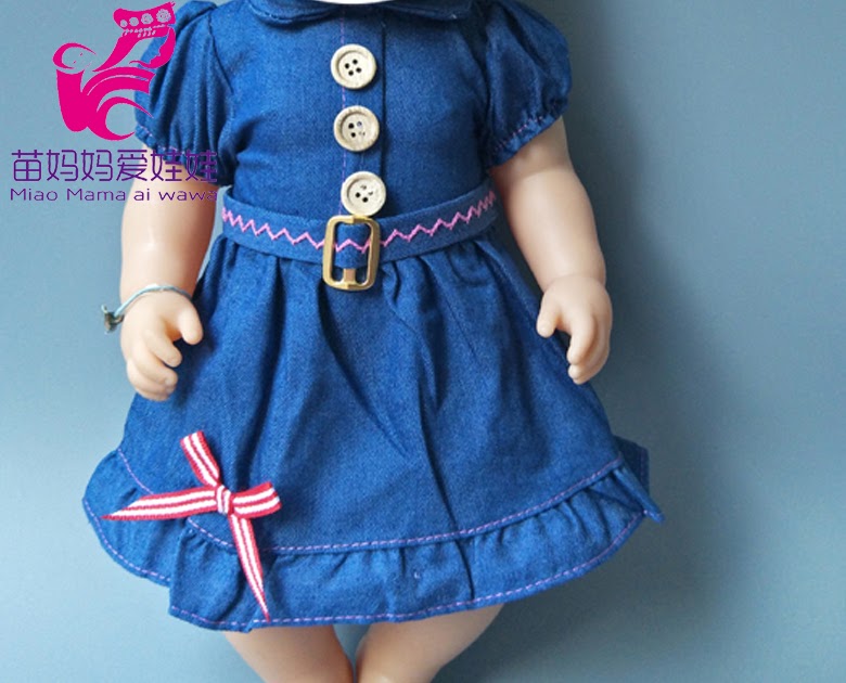 Dolls Jean dress for 43cm Baby Doll Girl for 18 Inch girl doll outfits