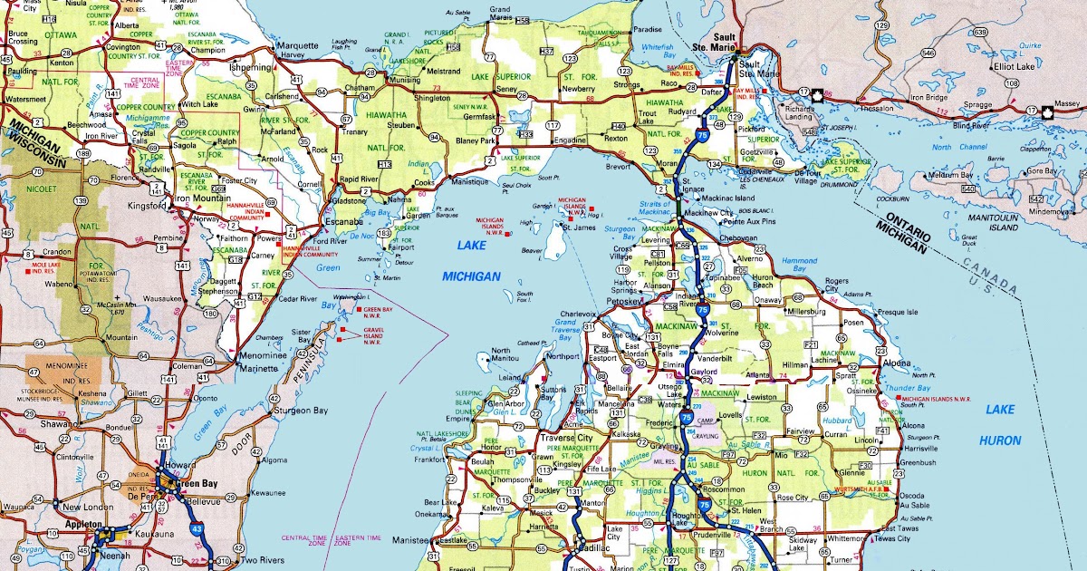 Michigan state road map tourist map of english