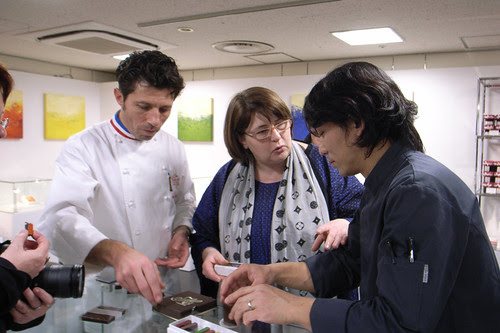 Ms. Christine Ferber, Mr. Édouard Hirsinger, and Mr. Sadaharu Aoki, Salon du Chocolat Tokyo, Shinjuku Isetan