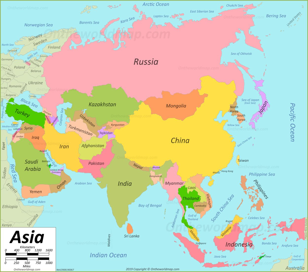 Asia On The Map Map With Cities