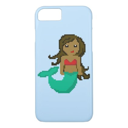 8Bit Pixel Geek Mermaid with Dark Skin iPhone 7 Case