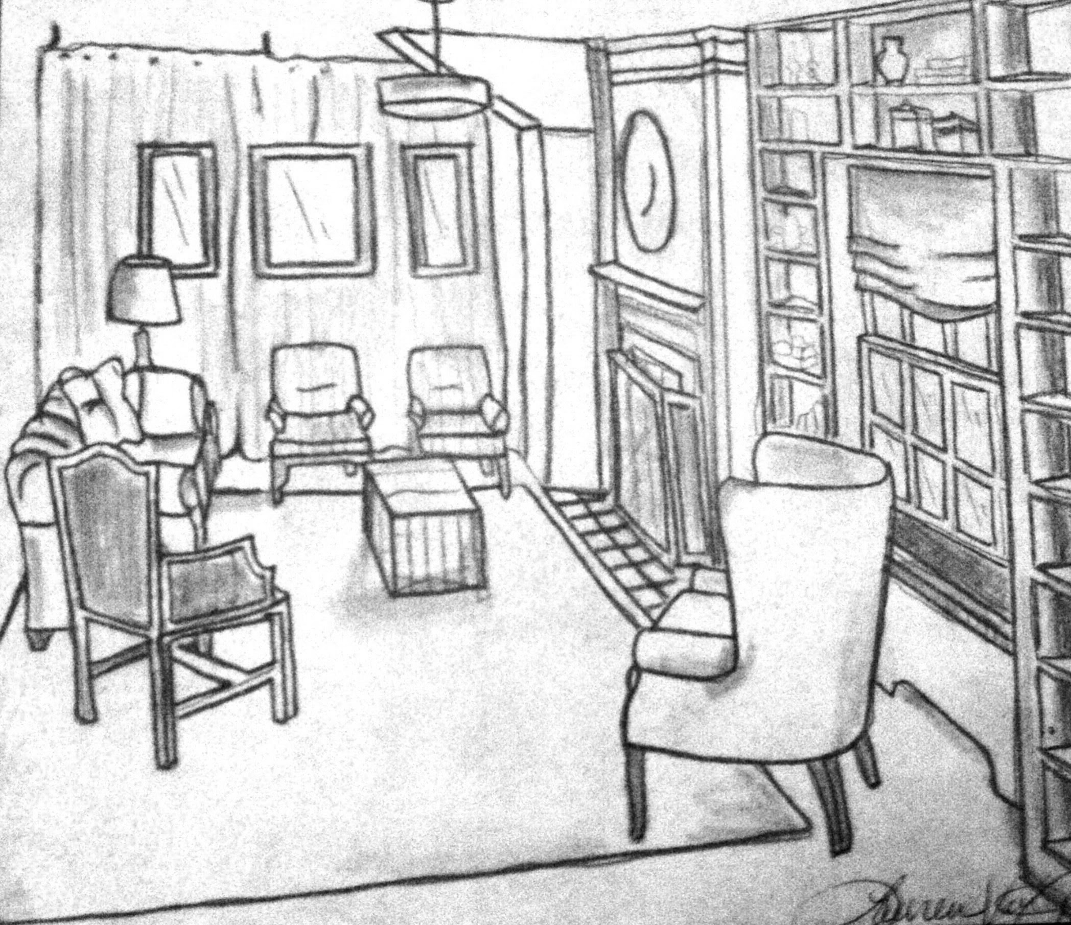Victorian House Drawing Sketch