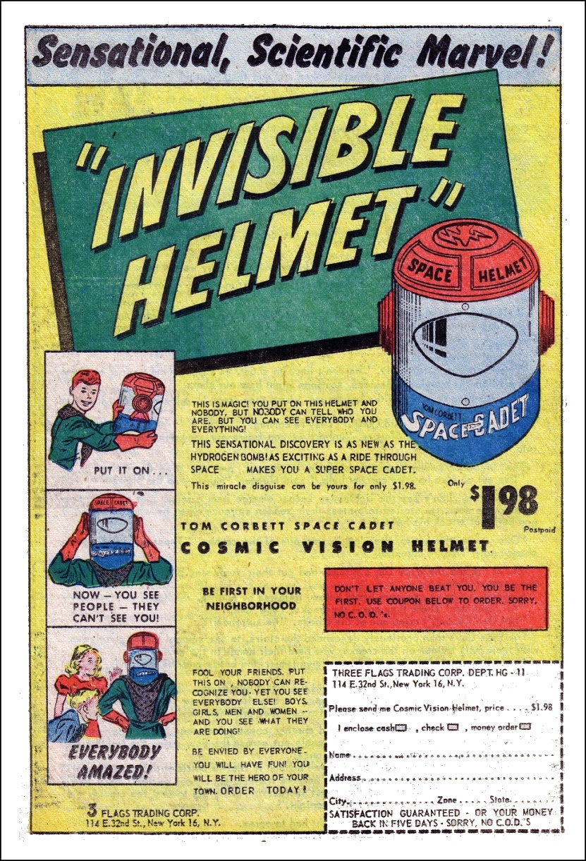 Tom Corbett Cosmic Vision Helmet Invisible Helmet ad