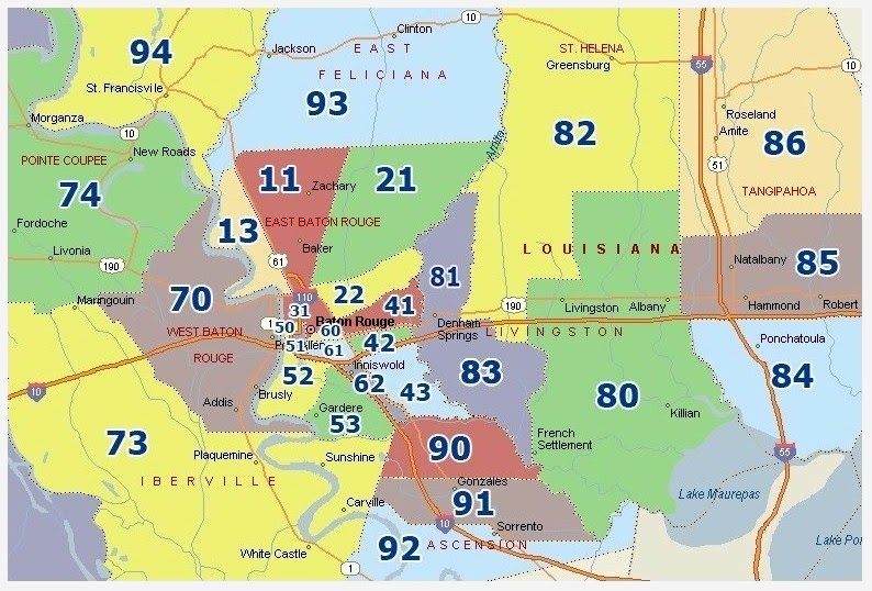 East Baton Rouge Parish Zip Code Map Gambaran