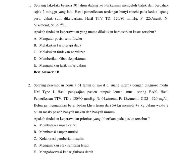 Contoh Soal Ukom Keperawatan  Ruang Soal