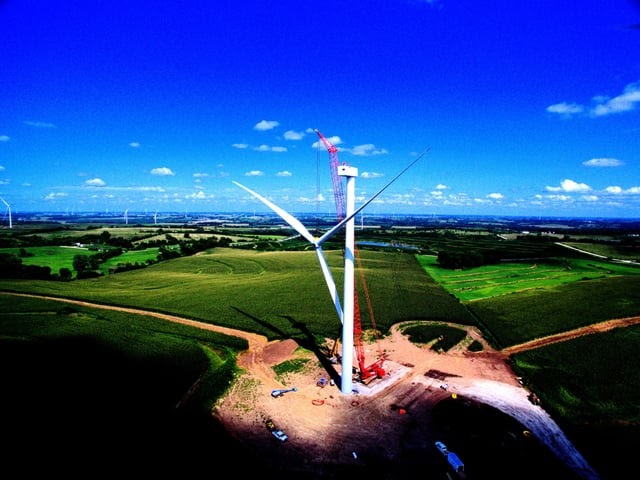Wind turbine being built, shot on a DJI P3P!